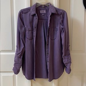 Express Purple Button Up